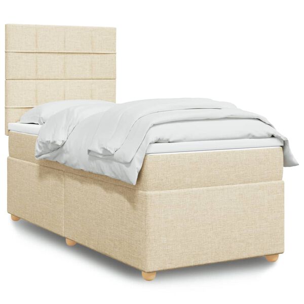 vidaXL &Kappa;&rho;&epsilon;&beta;ά&tau;&iota; Boxspring &mu;&epsilon; &Sigma;&tau;&rho;ώ&mu;&alpha; &Kappa;&rho;&epsilon;&mu; 100 x 200 &epsilon;&kappa;. &Upsilon;&phi;&alpha;&sigma;&mu;ά&tau;&iota;&nu;&omicron;