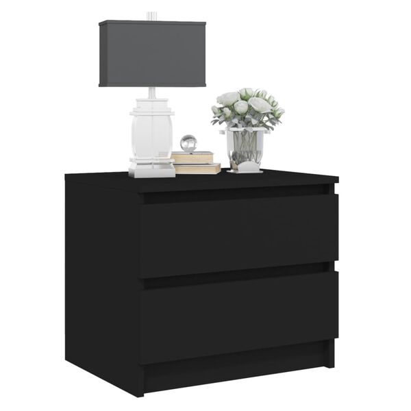 vidaXL Κομοδίνα 2 τεμ. Μαύρα 50 x 39 x 43,5 εκ. από Επεξ. Ξύλο