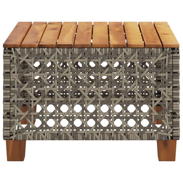 vidaXL Τραπέζι Κήπου Γκρι 55x55x36 εκ. Συνθετικό Ρατάν/Ξύλο Ακακίας