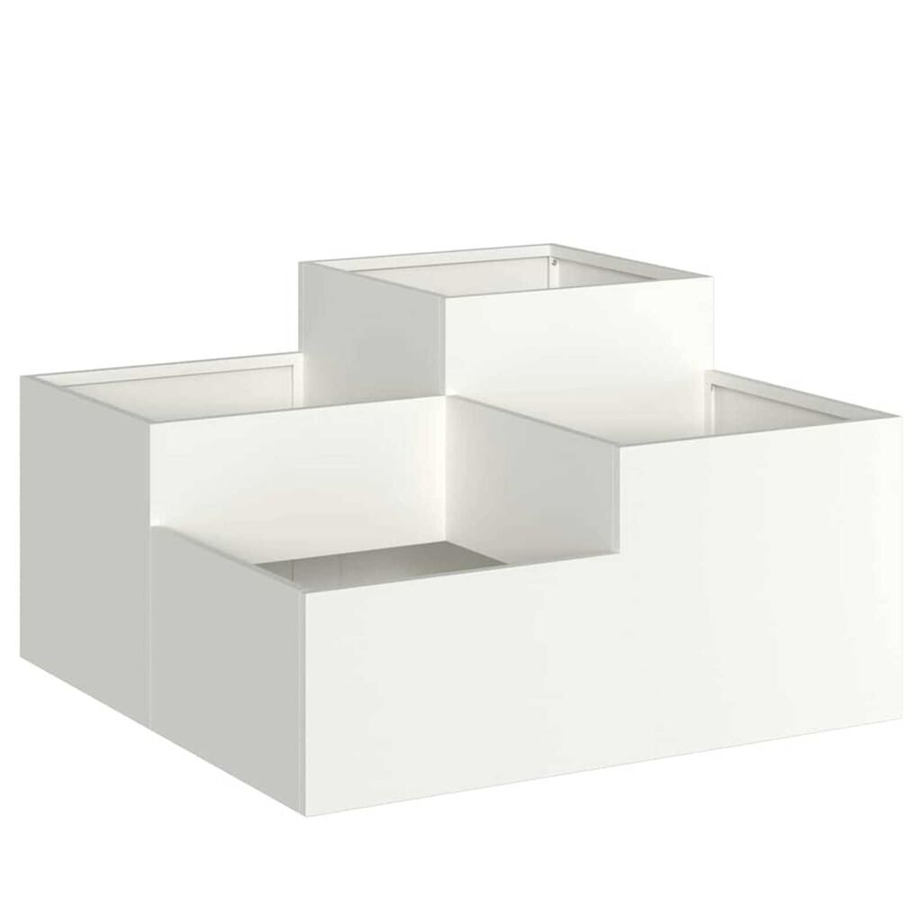 vidaXL Γλάστρα Κήπου Λευκό 100 x 100 x 48 εκ. Ατσάλι