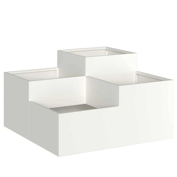 vidaXL Γλάστρα Κήπου Λευκό 100 x 100 x 48 εκ. Ατσάλι