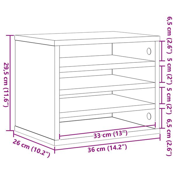 vidaXL Οργανωτής Γραφείου Μαύρη Δρυς 36x26x29.5 cm Επεξεργασμένο Ξύλο