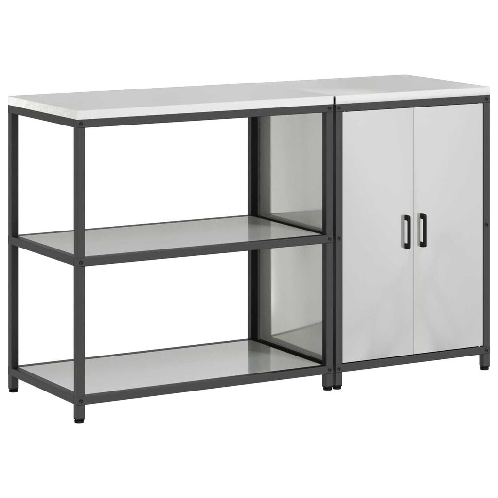 vidaXL Σετ Αποθήκευσης Κουζίνας με ράφι 2 pcs Ασημί 150 x 50 x 92 εκ.