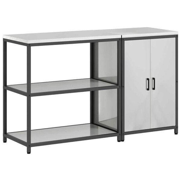 vidaXL Σετ Αποθήκευσης Κουζίνας με ράφι 2 pcs Ασημί 150 x 50 x 92 εκ.