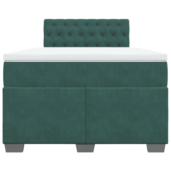 vidaXL Κρεβάτι Boxspring με Στρώμα Σκούρο Πράσινο 120x200εκ. Βελούδινο