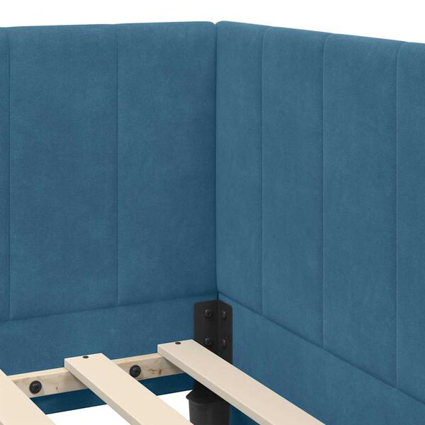 vidaXL Κρεβάτι Γωνίας με κεφαλάρι Μπλε 100 x 200 cm Βελούδο