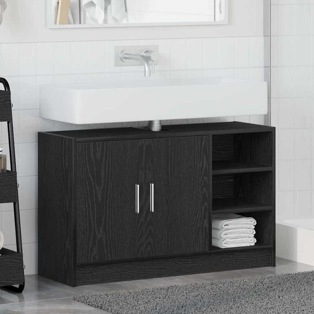 vidaXL Ντουλάπι Νιπτήρα Μαύρη Οξυά 90 x 29 x 55 εκ. Επεξεργασμένο ξύλο