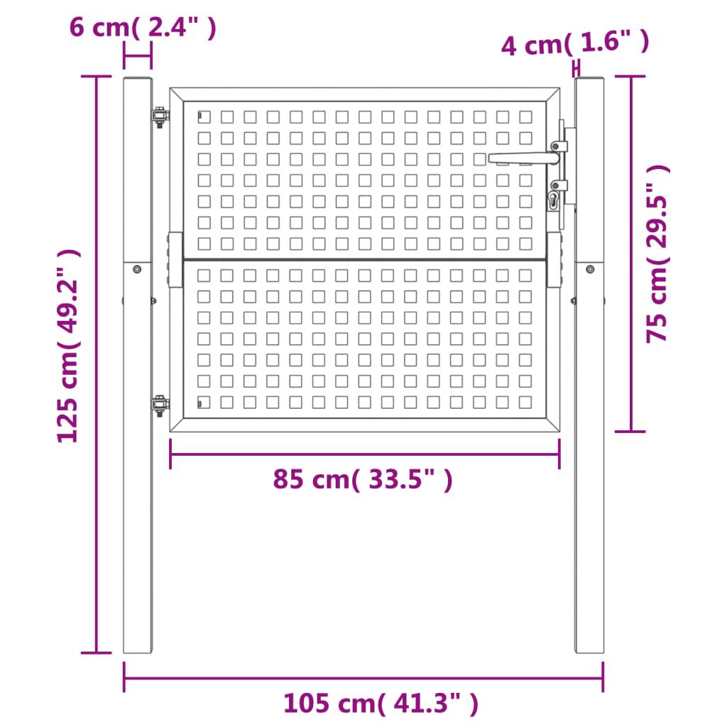 vidaXL Πύλη Κήπου Ανθρακί 105 x 125 εκ. Ατσάλινη