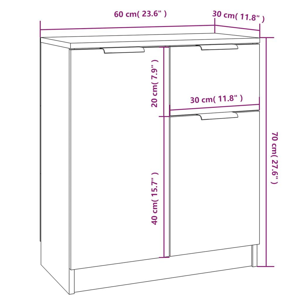 vidaXL Ντουλάπι Λευκό 60 x 30 x 70 εκ. από Επεξεργασμένο Ξύλο
