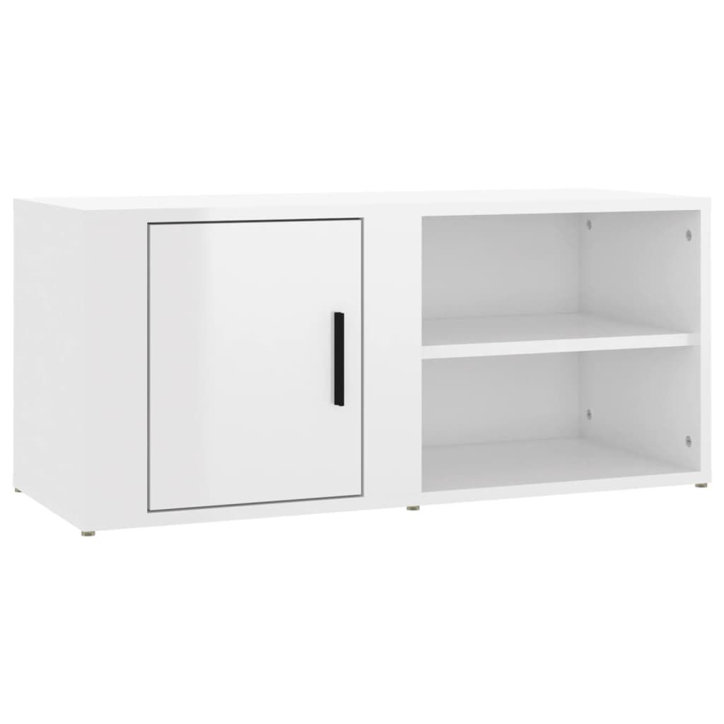vidaXL Έπιπλα Τηλεόρασης2 τεμ. Γυαλιστ. Λευκό 80x31,5x36εκ. Επεξ. Ξύλο