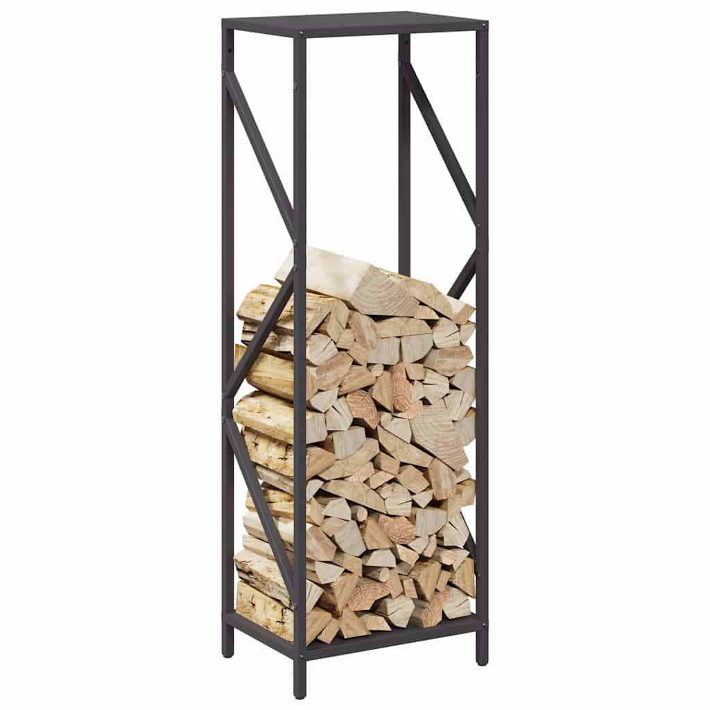 vidaXL Ράφι για καυσόξυλα Μαύρο 34x25x100 cm Ατσάλι ψυχρής έλασης