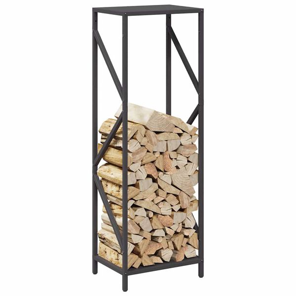 vidaXL Ράφι για καυσόξυλα Μαύρο 34x25x100 cm Ατσάλι ψυχρής έλασης