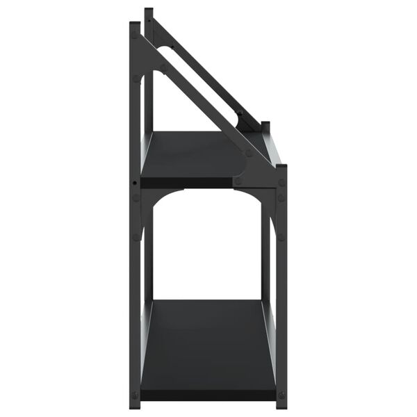vidaXL Ραφιέρα Τοίχου με 2 Ράφια Μαύρη 80 x 21 x 51 εκ. Επεξεργ. Ξύλο