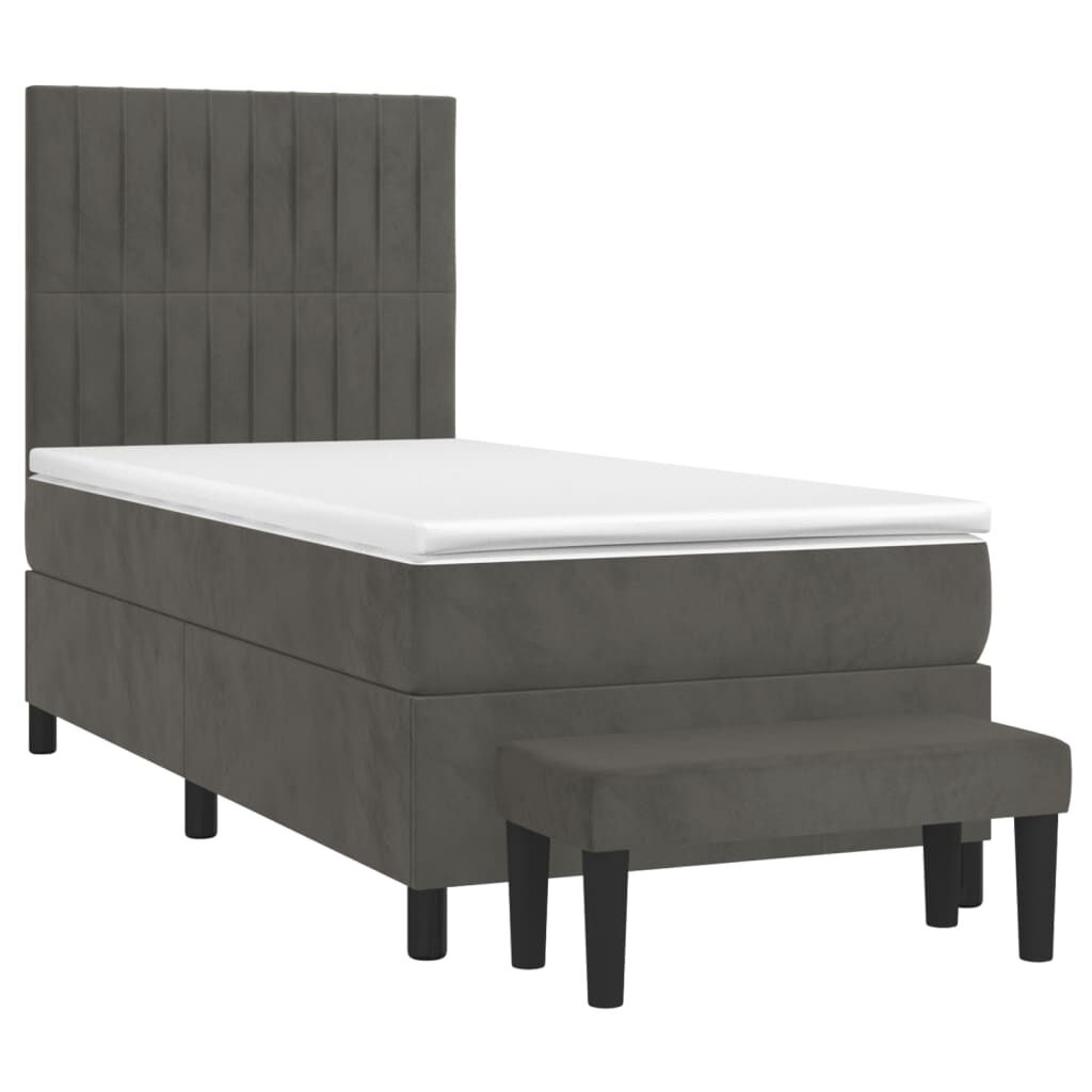vidaXL Κρεβάτι Boxspring με Στρώμα Σκούρο Γκρι 80x200 εκ. Βελούδινο