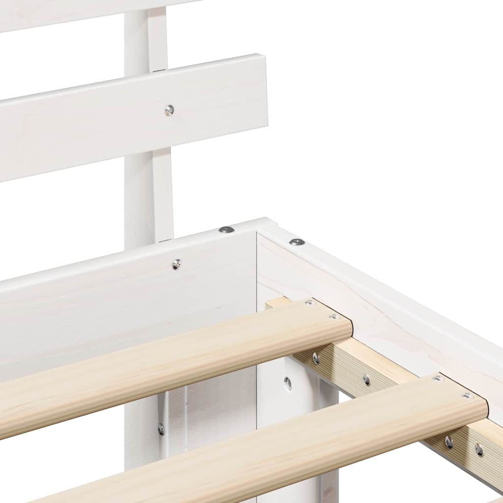 vidaXL Σκελετός Κρεβατιού Λευκό 135 x 190 cm Μασίφ ξύλο πεύκου