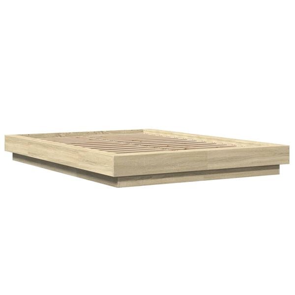 vidaXL Πλαίσιο Κρεβατιού Sonoma Δρυς 135x190 εκ. Επεξεργασμένο Ξύλο