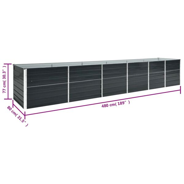 vidaXL Ζαρντινιέρα Υπερυψωμένη Ανθρακί 480x80x77 εκ. Γαλβαν. Χάλυβας