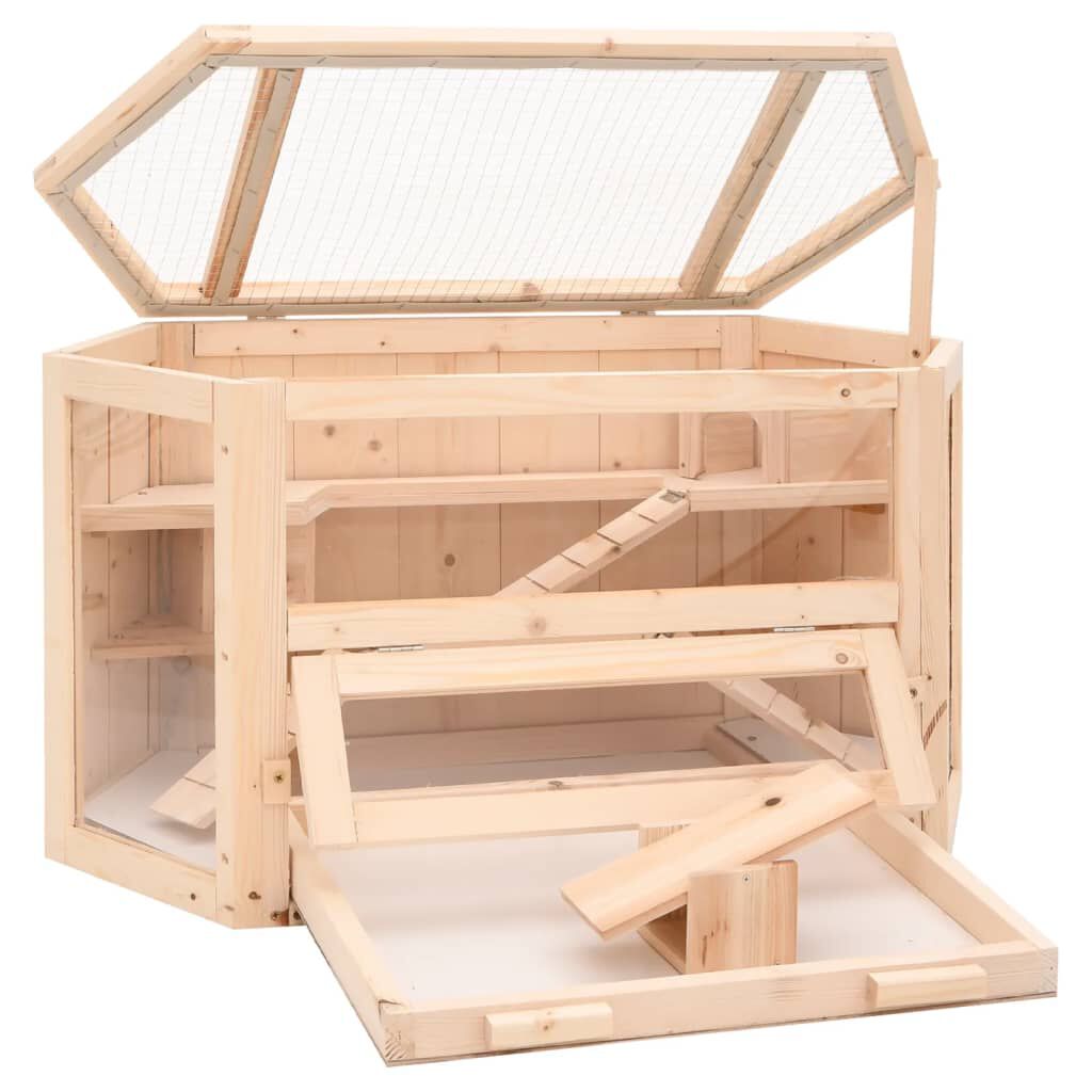 vidaXL Κλουβί Χάμστερ 80 x 40 x 43 εκ. από Μασίφ Ξύλο Ελάτης