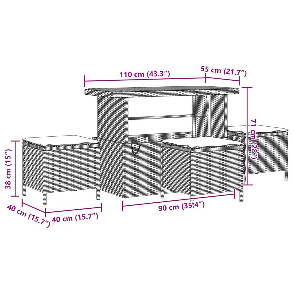 vidaXL Σετ Καναπέ Κήπου 10 pcs Μπέζ και Ανοιχτό Γκρι 110 x 55 x 71 εκ