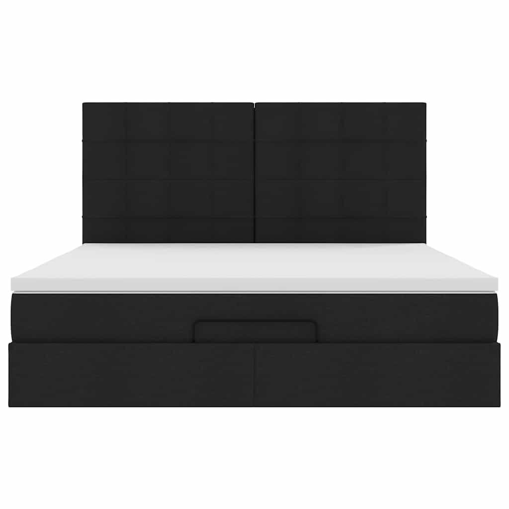 vidaXL Οθωμανικό κρεβάτι με στρώμα Μαύρο 180x200cm Ύφασμα