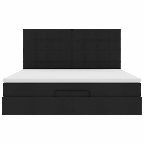 vidaXL Οθωμανικό κρεβάτι με στρώμα Μαύρο 180x200cm Ύφασμα