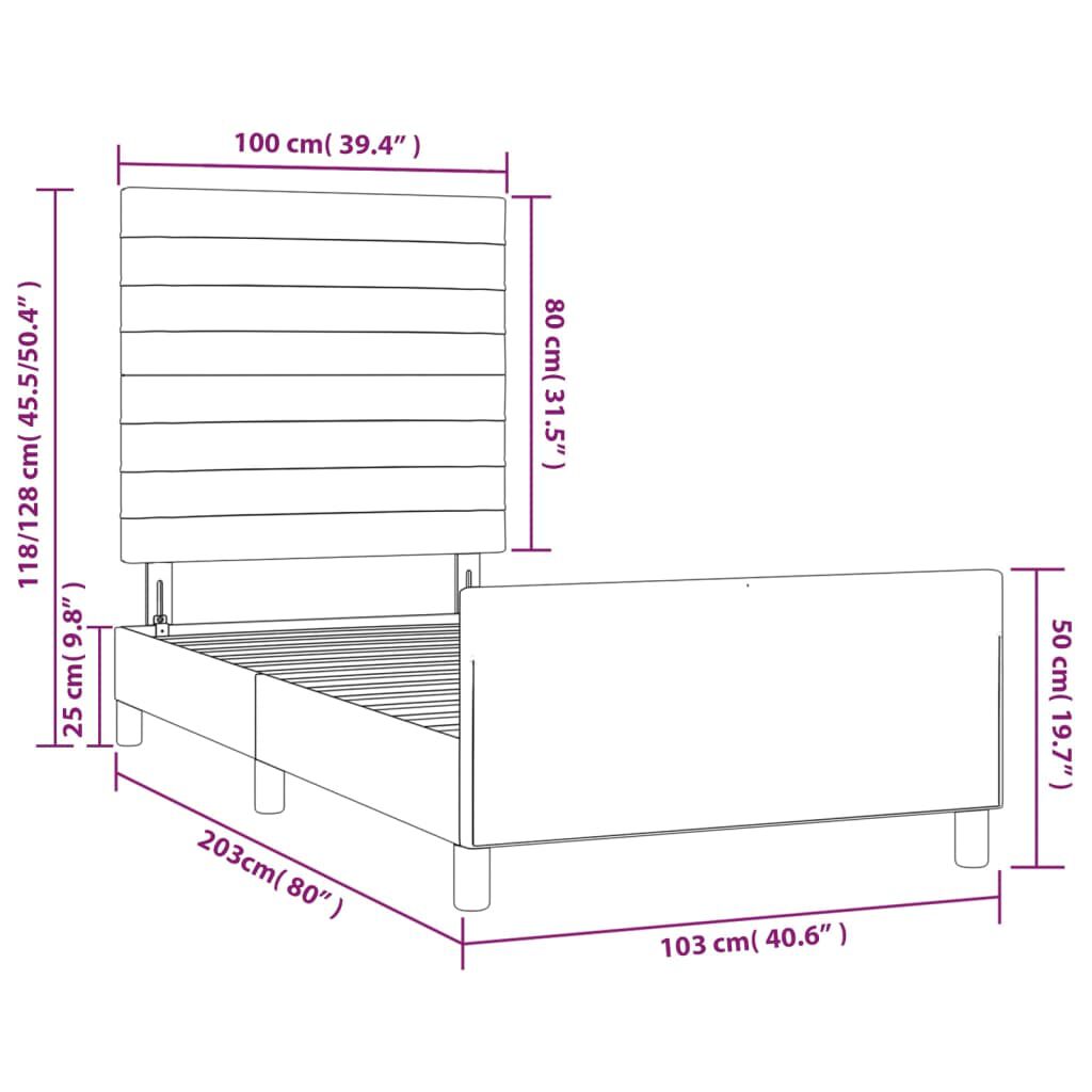 vidaXL Σκελετός Κρεβατιού Χωρίς Στρώμα Μαύρο 100x200 εκ. Υφασμάτινο