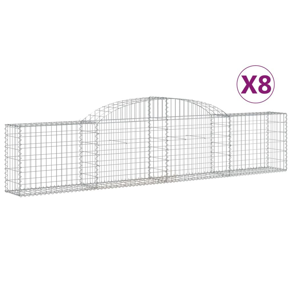 vidaXL Συρματοκιβώτια Τοξωτά 8 τεμ. 300x30x60/80 εκ. Γαλβαν. Ατσάλι