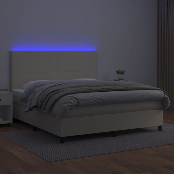 vidaXL &Kappa;&rho;&epsilon;&beta;ά&tau;&iota; Boxspring &mu;&epsilon; &Sigma;&tau;&rho;ώ&mu;&alpha; & LED &Kappa;&rho;&epsilon;&mu; 180x200 &epsilon;&kappa;. &Sigma;&upsilon;&nu;&theta;. &Delta;έ&rho;&mu;&alpha;