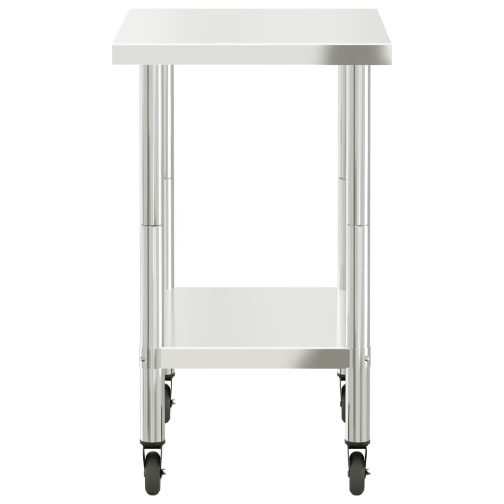 vidaXL Πάγκος Εργασίας Κουζίνας με Ροδάκια 82,5x55x85 εκ. Ανοξ. Ατσάλι