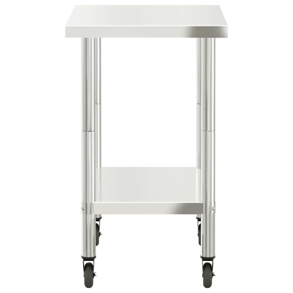 vidaXL Πάγκος Εργασίας Κουζίνας με Ροδάκια 82,5x55x85 εκ. Ανοξ. Ατσάλι