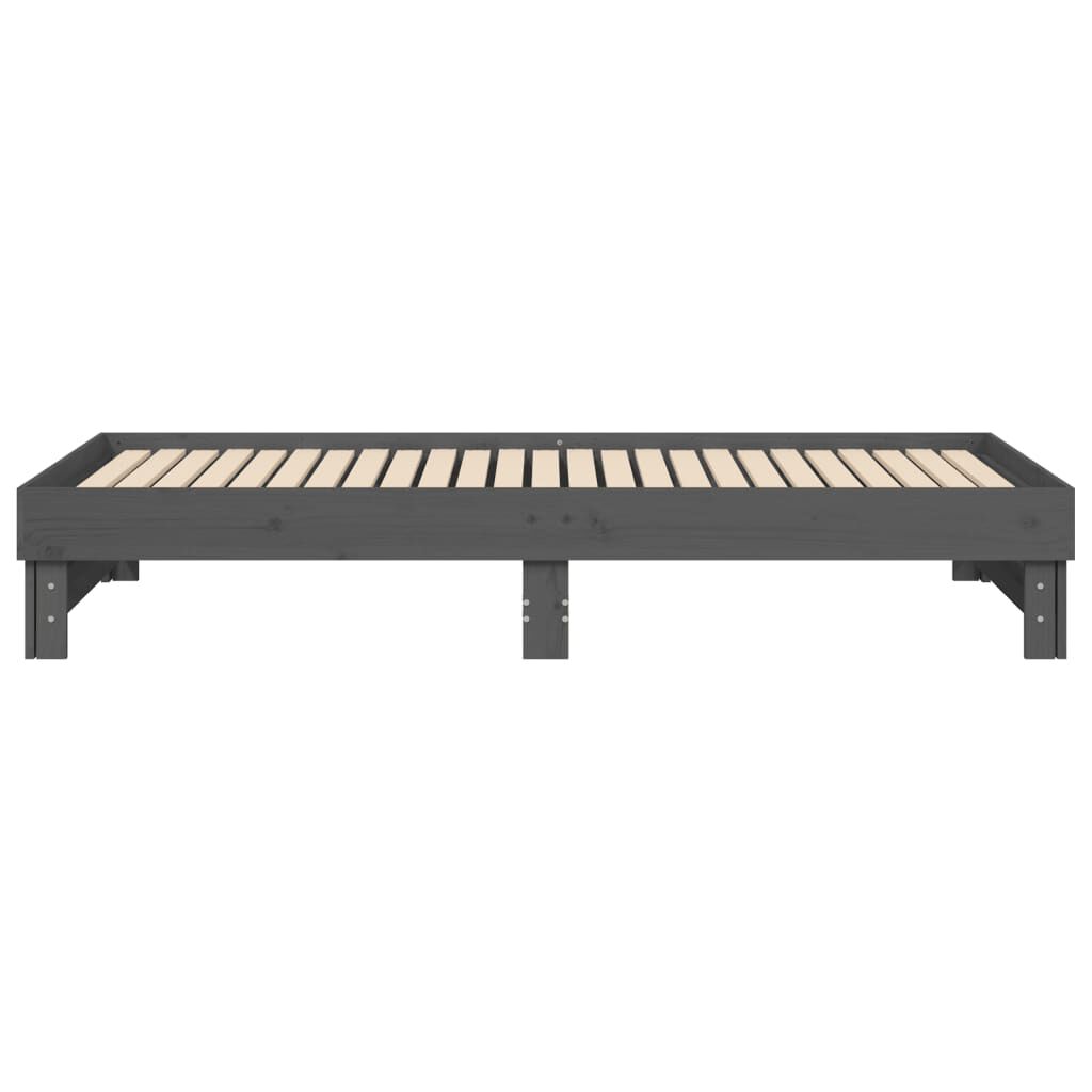 vidaXL Καναπές Κρεβάτι Συρόμενος Γκρι 2x(90x200) εκ. Μασίφ Ξύλο Πεύκου