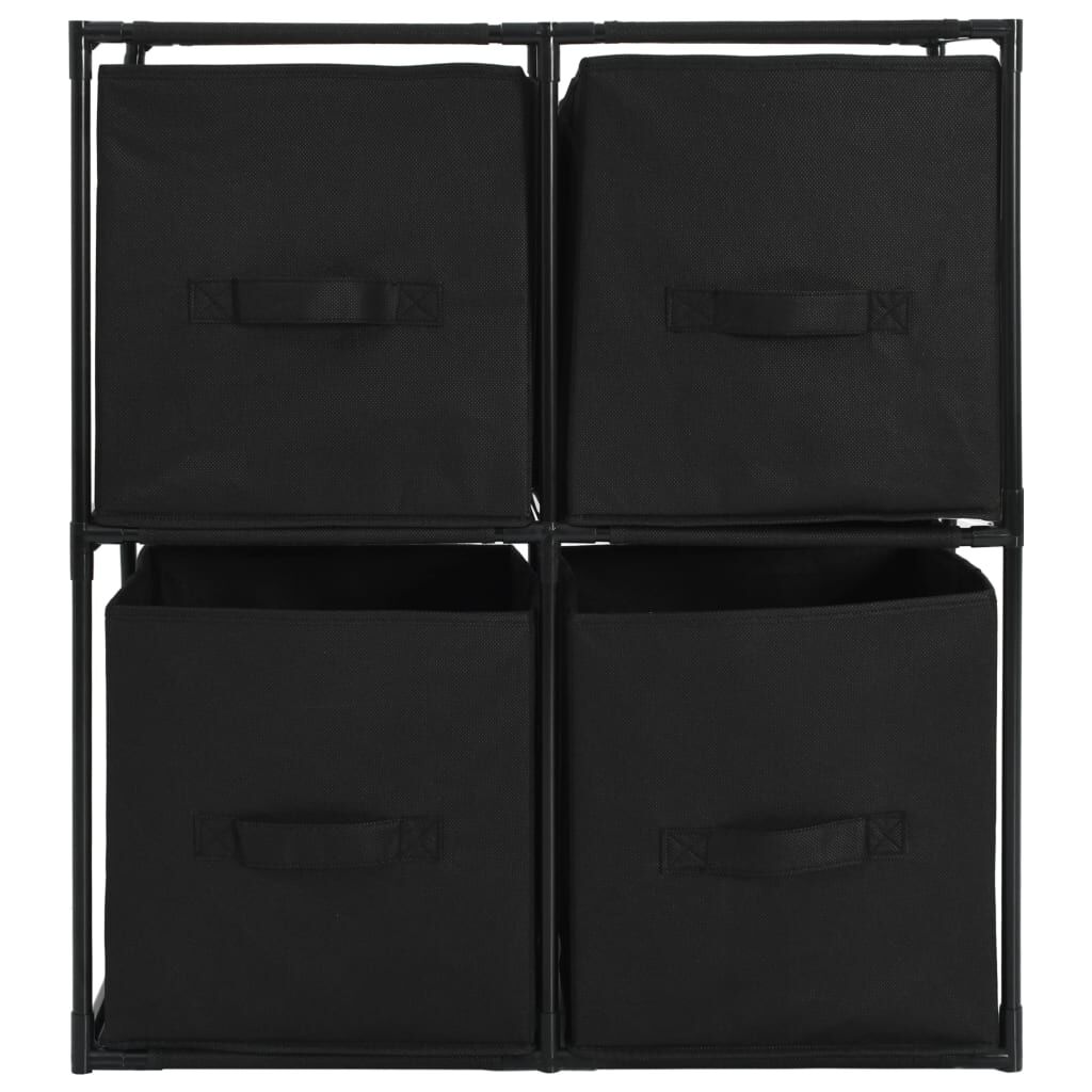 vidaXL Ντουλάπι με 4 Υφασμάτινα Καλάθια Μαύρο 63x30x71 εκ. από Ατσάλι