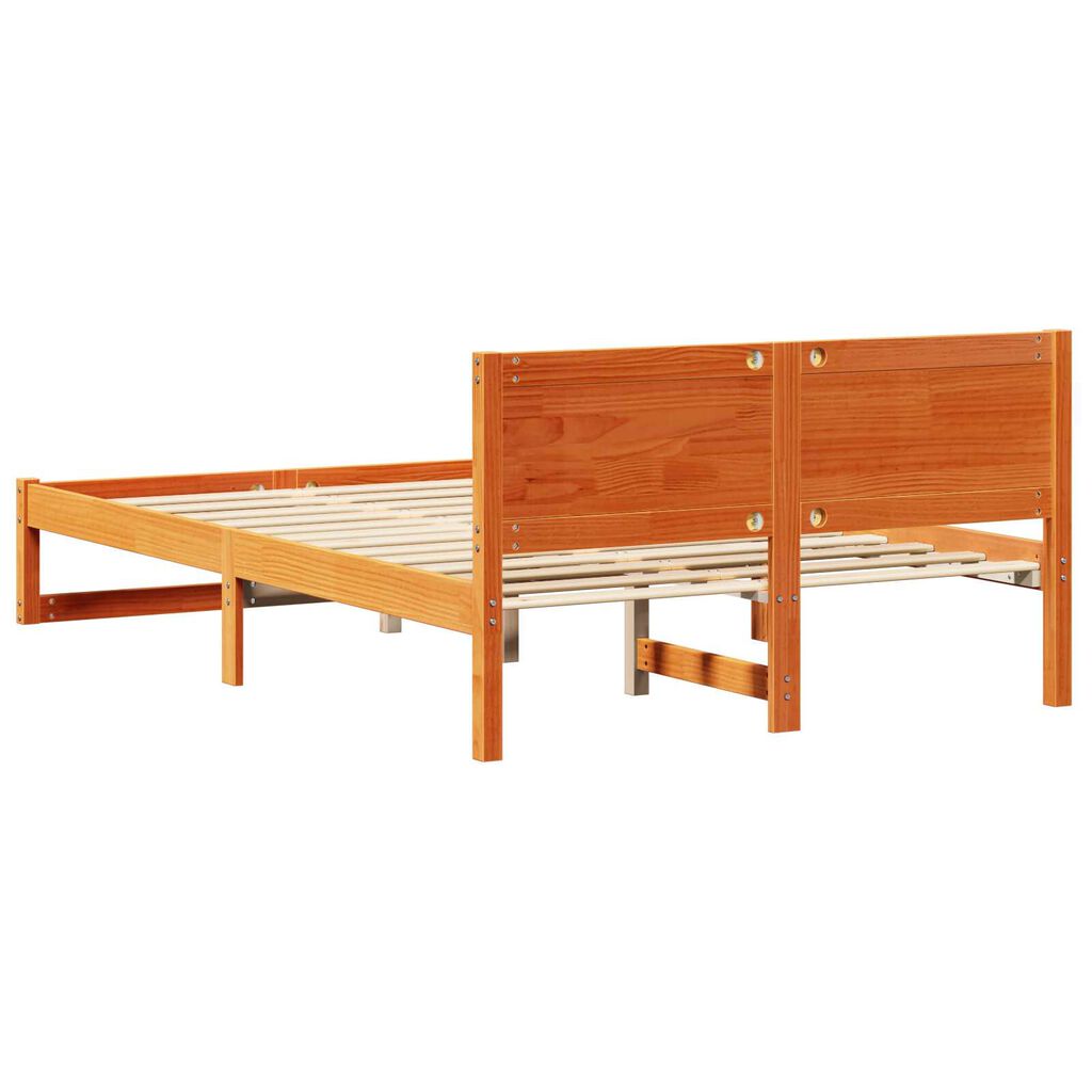 vidaXL Σκελετός Κρεβατιού Καφέ 140 x 190 cm Μασίφ ξύλο πεύκου