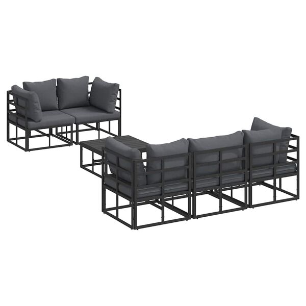 vidaXL Σετ Καναπέ Κήπου με μαξιλάρι 6 pcs Μαύρο Αλουμίνιο