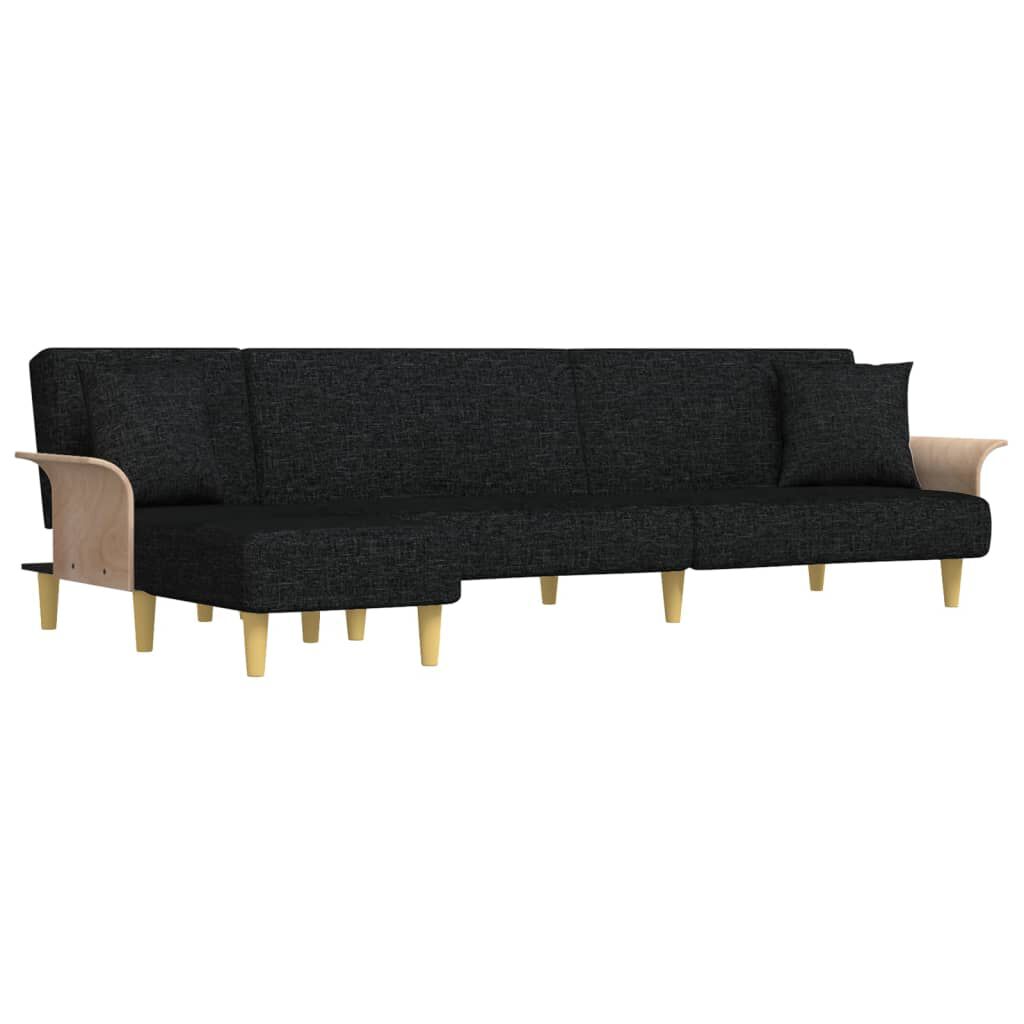 vidaXL Καναπές Κρεβάτι Γωνιακός Μαύρος 279 x 140 x 70 εκ. Υφασμάτινος