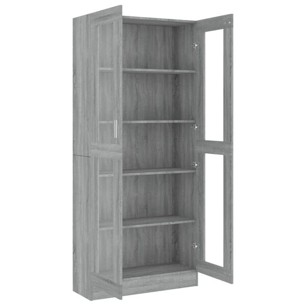 vidaXL Βιτρίνα Γκρι Sonoma 82,5x30,5x185,5 εκ. από Επεξεργασμένο Ξύλο