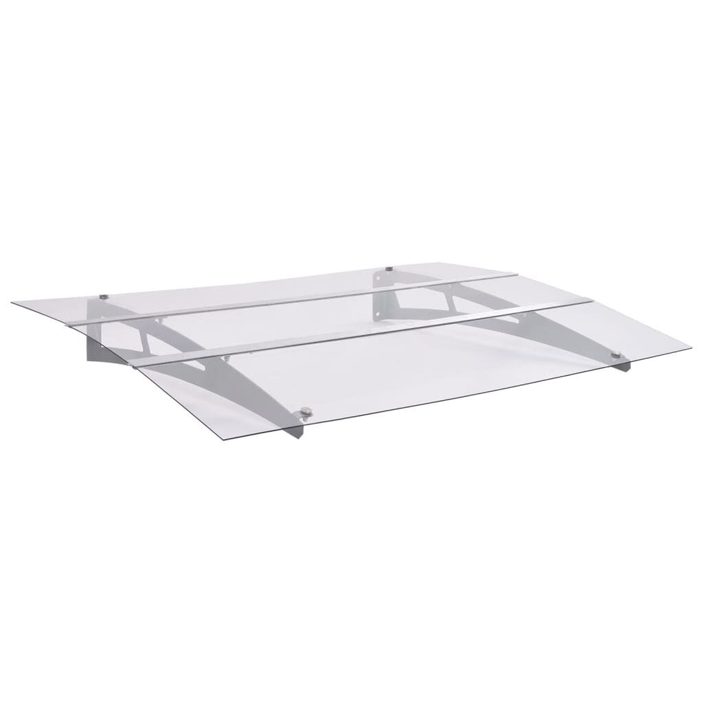 vidaXL Στέγαστρο Πόρτας Ασημί / Διαφανές 150 x 90 εκ. Πολυανθρακικό