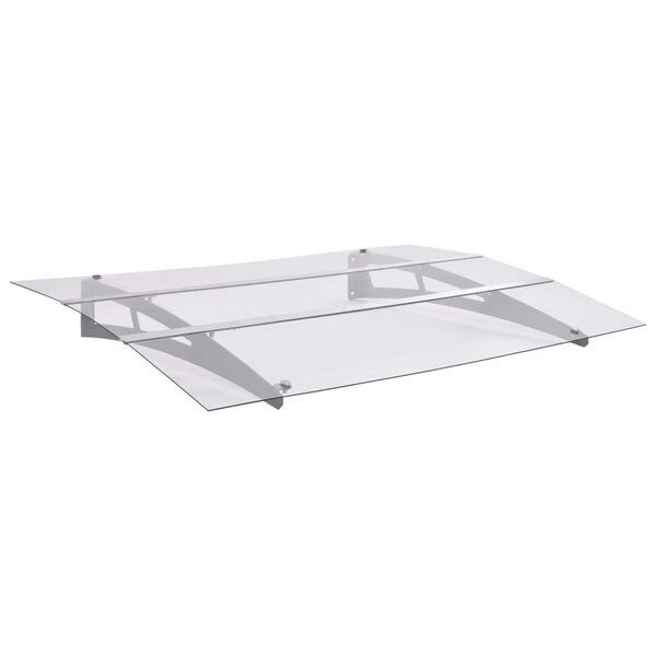 vidaXL Στέγαστρο Πόρτας Ασημί / Διαφανές 150 x 90 εκ. Πολυανθρακικό