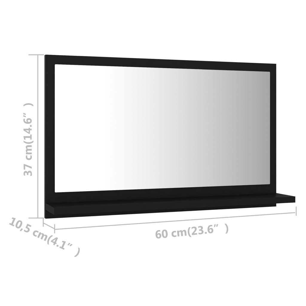 vidaXL Καθρέφτης Μπάνιου Μαύρος 60 x 10,5 x 37 εκ. Επεξ. Ξύλο