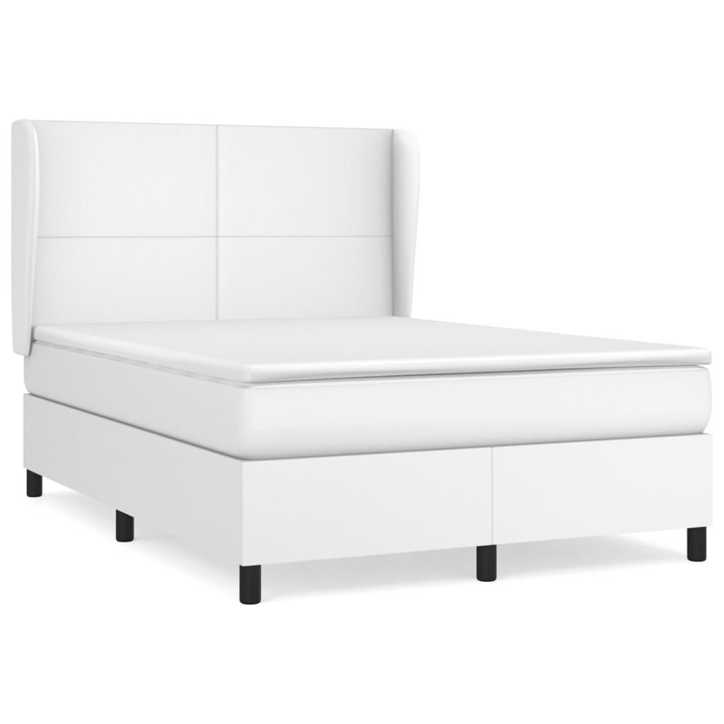 vidaXL Κρεβάτι Boxspring με Στρώμα Λευκό 140x200εκ.από Συνθετικό Δέρμα