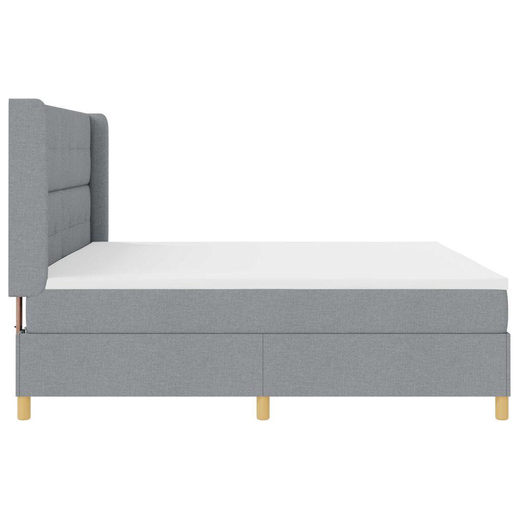 vidaXL Κρεβάτι Box Spring με Στρώμα Ανοιχτό Γκρι 200x200 εκ. Ύφασμα