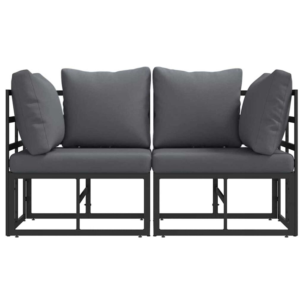 vidaXL Εξωτερικά Έπιπλα με μαξιλάρι με μαξιλάρι 2 pcs Μαύρο Αλουμίνιο