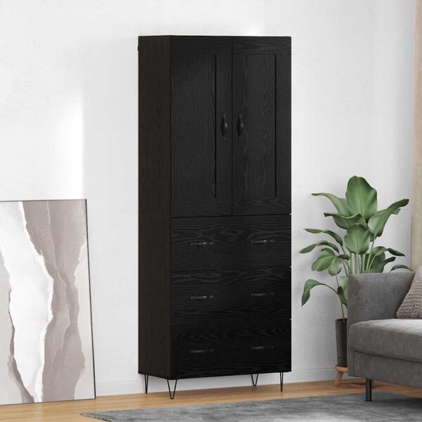 vidaXL Highboard &Mu;&alpha;ύ&rho;&eta; &Omicron;&xi;&upsilon;ά 69,5 x 34 x 180 &epsilon;&kappa;. &Epsilon;&pi;&epsilon;&xi;&epsilon;&rho;&gamma;&alpha;&sigma;&mu;έ&nu;&omicron; &xi;ύ&lambda;&omicron;
