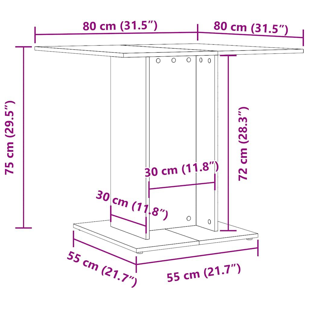 vidaXL Τραπεζαρία Μαύρη 80 x 80 x 75 εκ. από Επεξ. Ξύλο