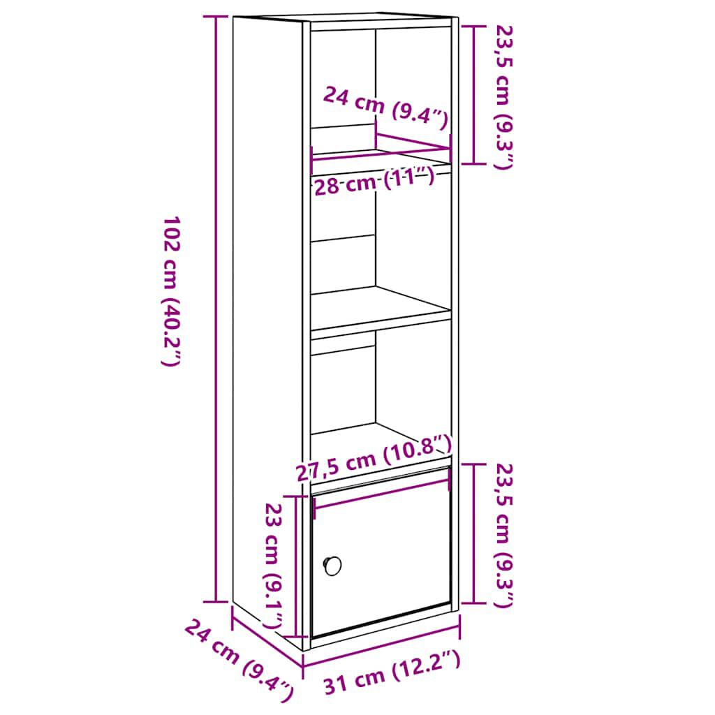 vidaXL Βιβλιοθήκη Μαύρη Δρυς 31x24x102 εκ. Κατασκευασμένο ξύλο