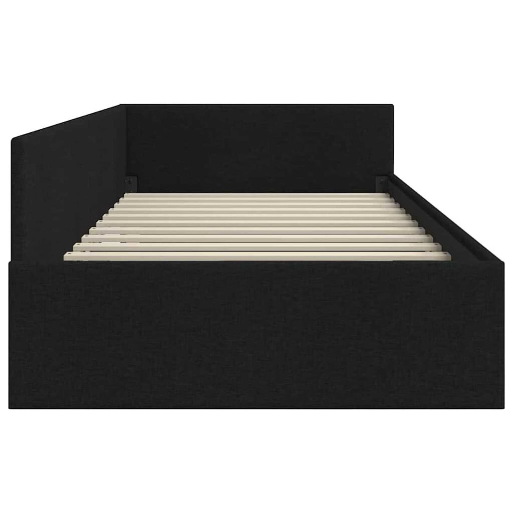 vidaXL Κρεβάτι Γωνίας Μαύρο 90 x 200 cm Ύφασμα και Έργο ξύλου
