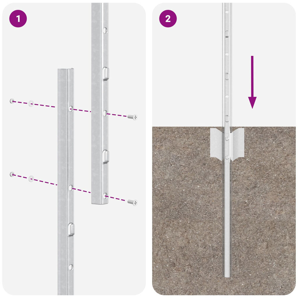 vidaXL Στύλοι Περίφραξης 22 pcs Ασημί 140 cm Γαλβανισμένος χάλυβας