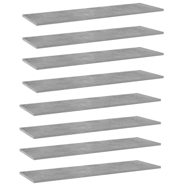 vidaXL Ράφια Βιβλιοθήκης 8 τεμ Γκρι Σκυροδ. 100x30x1,5 εκ. Μοριοσανίδα