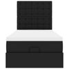 vidaXL Οθωμανικό κρεβάτι με στρώμα & LEDs Μαύρο 90x190cm Faux Leather