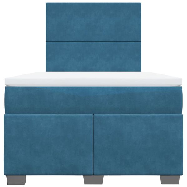 vidaXL Κρεβάτι Boxspring με Στρώμα Μπλε 120x200 εκ. Βελούδινο